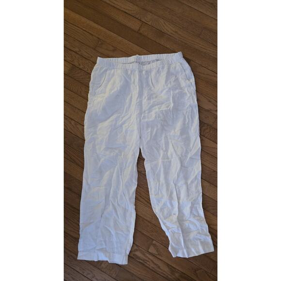 Eileen Fisher Pants - EILEEN FISHER White Organic Linen Cotton Blend Wide Leg Pants M/M